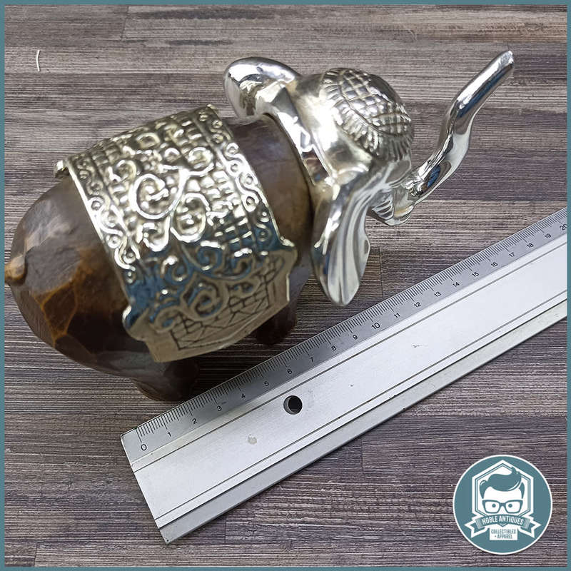 Cast Wood Material and Silver Metal Feng Shui Elephant!!!