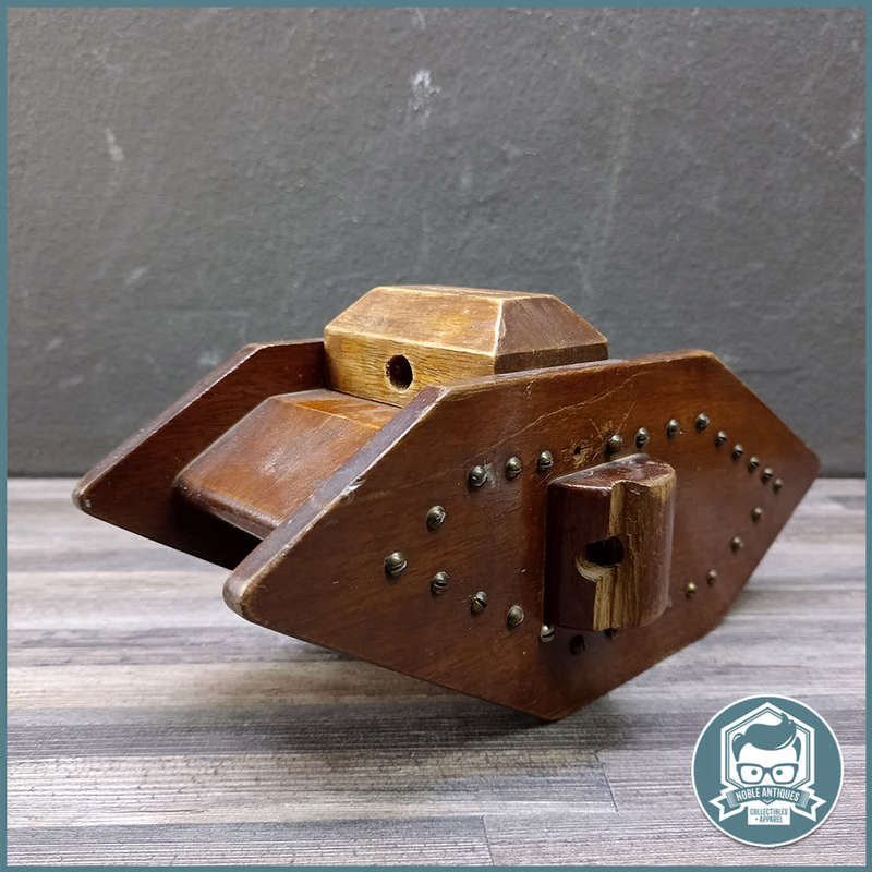 WW1 -`Trench Art` Large Wooden Tank Money Box!!!