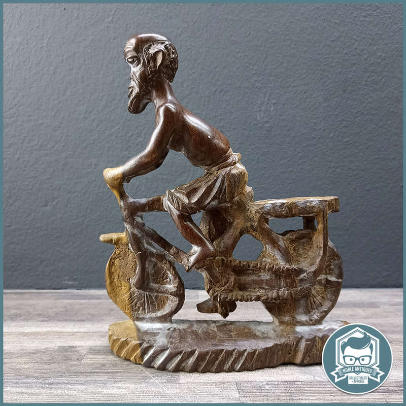 Original Vintage Hand Crafted African Cyclist Figurine!!!