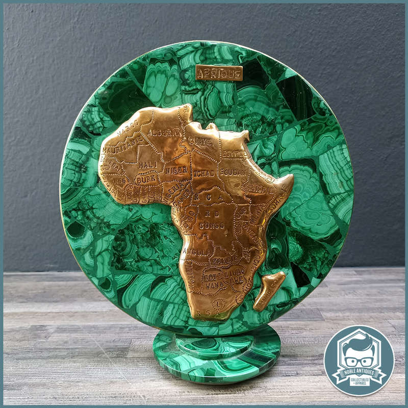 RARE!!! Original Malachite, Copper and brass Edge Africa Map Sculpture !!!