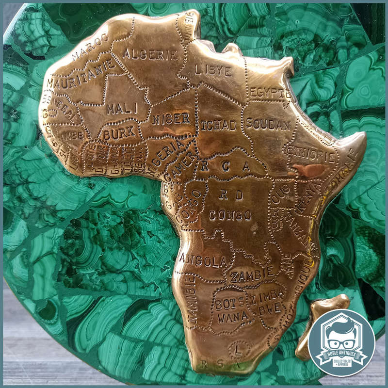 RARE!!! Original Malachite, Copper and brass Edge Africa Map Sculpture !!!