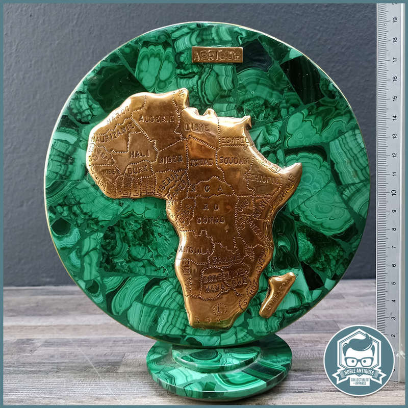 RARE!!! Original Malachite, Copper and brass Edge Africa Map Sculpture !!!