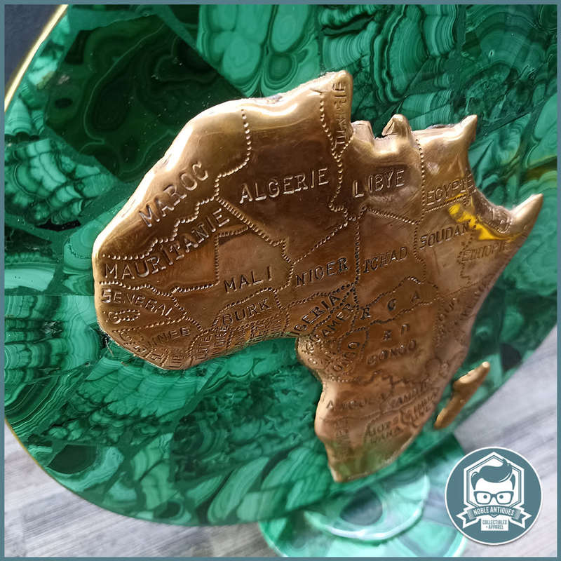RARE!!! Original Malachite, Copper and brass Edge Africa Map Sculpture !!!