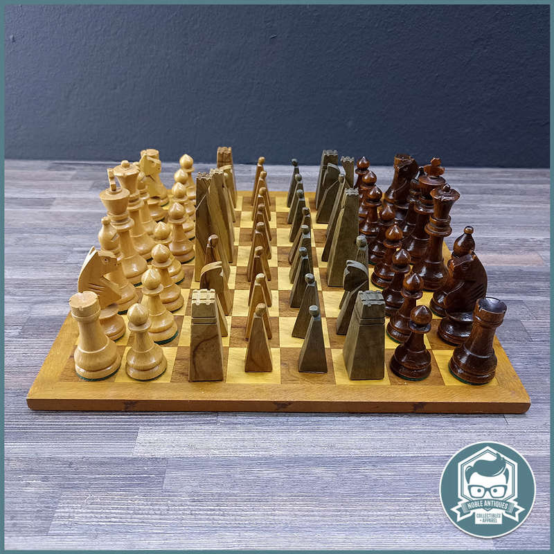 FANTASTIC!!! Hand Crafted DOUBLE Complete Chess Set and Wood Chess Board!!!