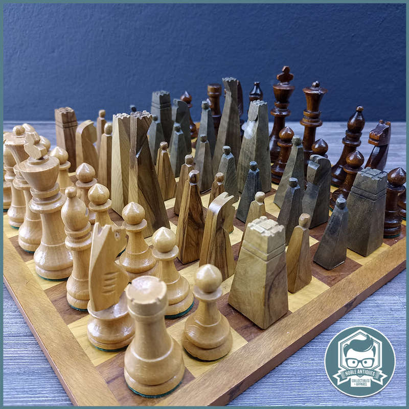 FANTASTIC!!! Hand Crafted DOUBLE Complete Chess Set and Wood Chess Board!!!
