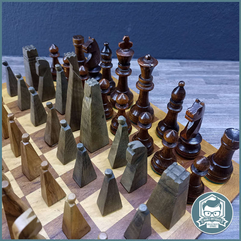 FANTASTIC!!! Hand Crafted DOUBLE Complete Chess Set and Wood Chess Board!!!