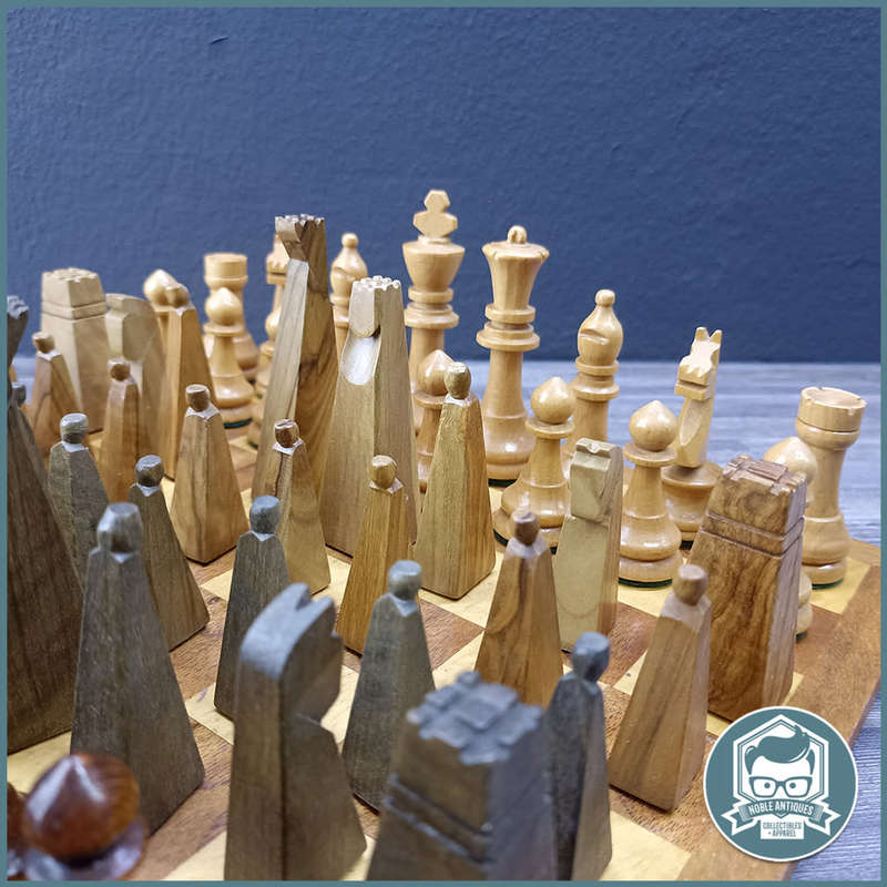 FANTASTIC!!! Hand Crafted DOUBLE Complete Chess Set and Wood Chess Board!!!