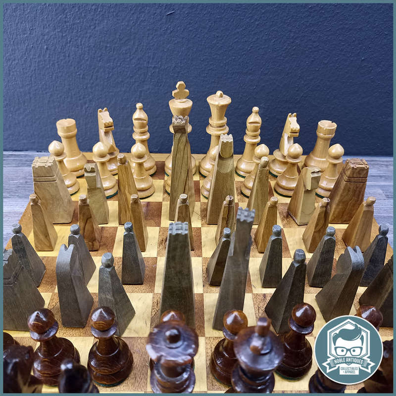 FANTASTIC!!! Hand Crafted DOUBLE Complete Chess Set and Wood Chess Board!!!