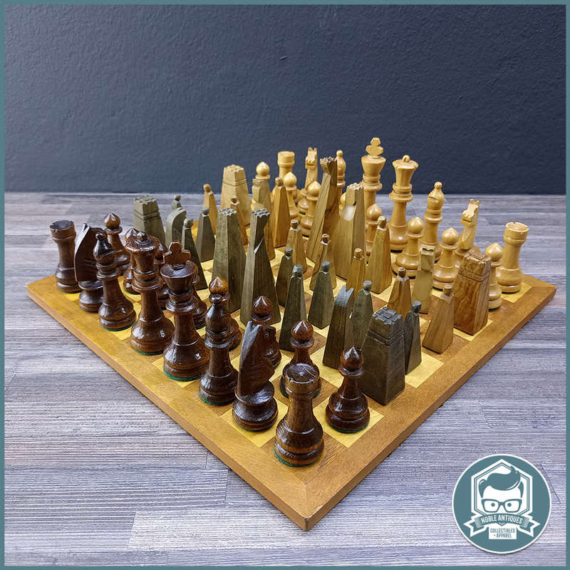 FANTASTIC!!! Hand Crafted DOUBLE Complete Chess Set and Wood Chess Board!!!