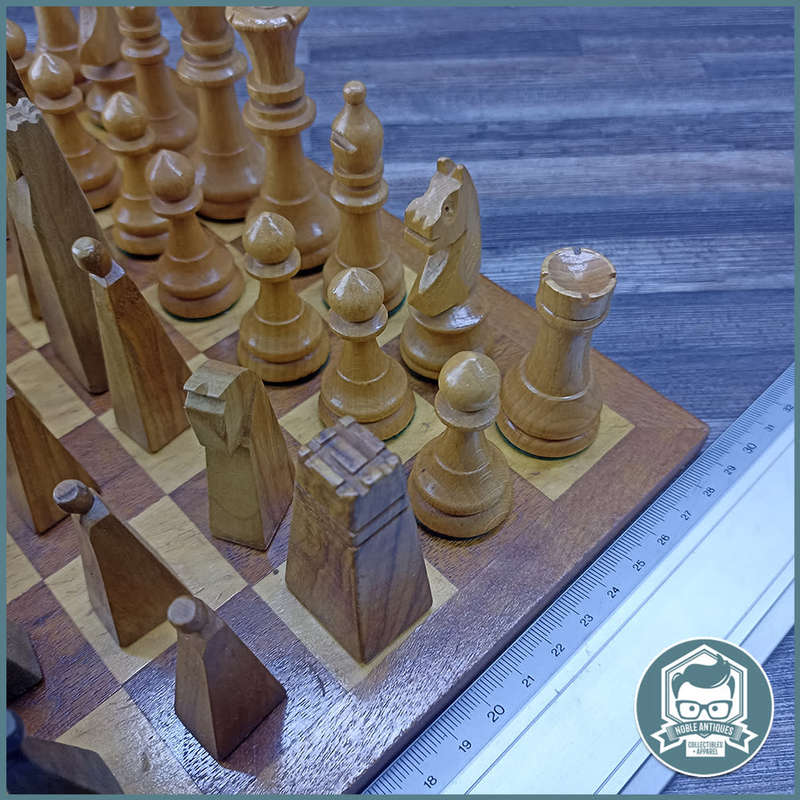 FANTASTIC!!! Hand Crafted DOUBLE Complete Chess Set and Wood Chess Board!!!