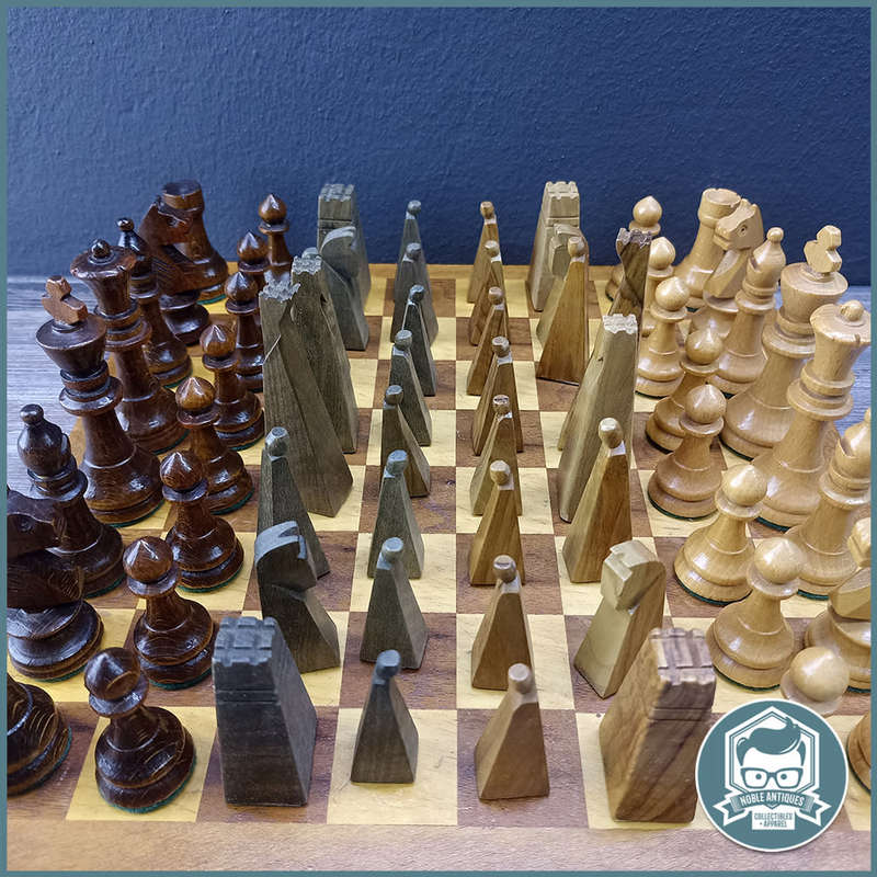 FANTASTIC!!! Hand Crafted DOUBLE Complete Chess Set and Wood Chess Board!!!