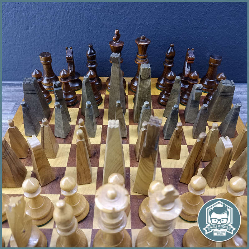 FANTASTIC!!! Hand Crafted DOUBLE Complete Chess Set and Wood Chess Board!!!
