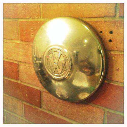 Vintage VW Hubcap as wallart