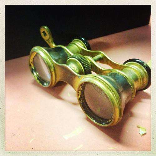 Antique mother of pearl and copper opera binoculars