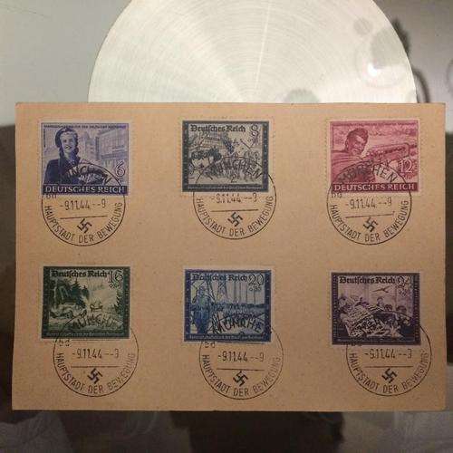 Original 1944 Postcard with six Original Deutche Reigh Stamps