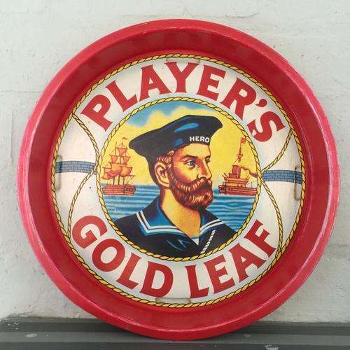 Vintage Player's Gold Leaf Tin Tray (Vibrant Colour 35 cm Wide)