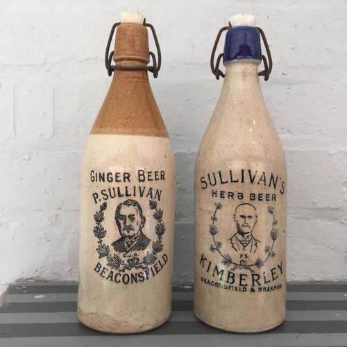 Antique Sullivans Ginger and Herb Beer Stone ware Bottles