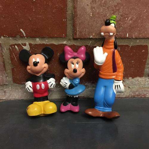 Original Disney Mickey, Miney and Goofy hard plastic figurines