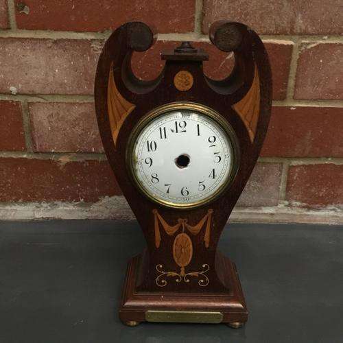 1907 Ornate Antique Wood with mother of pearl inlay upright mantel clock box (300mm x 150mm)