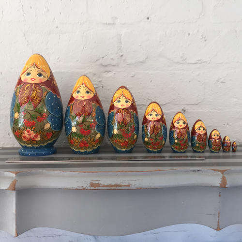 9 Egg Shaped Russian Nesting Doll set (Matryoshka Doll)