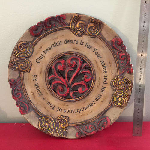 Large Serving/Display Plate with religious message on stand