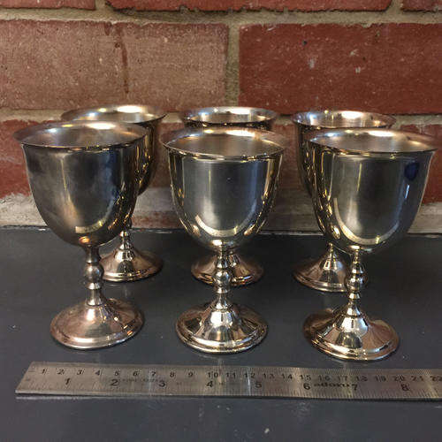 6 Silverplate white Wine Goblets