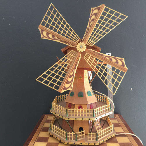 Handcrafted  Vintage Wooden Windmill with working lights, windmill and plays a tune!