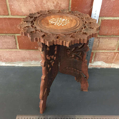 Beautifull Hand Carved Wooden Table with mother of pearl inlay