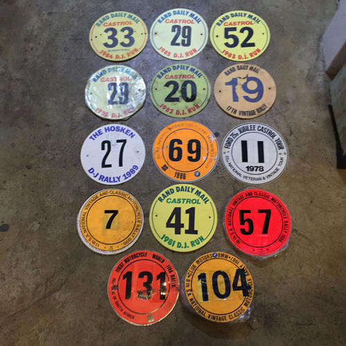 Rare Collection of 14 Vintage Motor Bike Rally Numbers