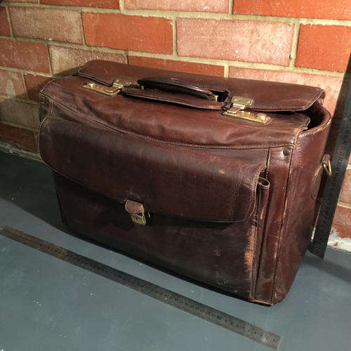 Vintage German Genuine Soft Leather Doctors Briefcase by Sudhaus