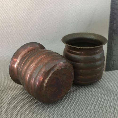 TWO SMALL COPPER HONEY POTS