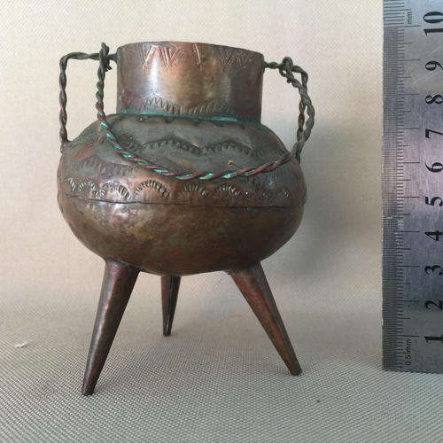 RARE HANDFORGED OLD SMALL COPPER POT