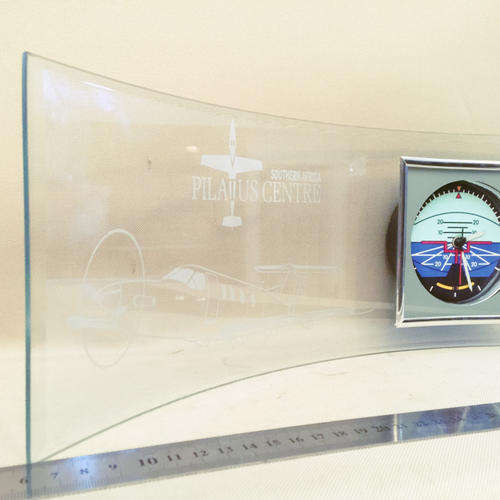 Aeronautical Themed Curved Glass Clock (Working)