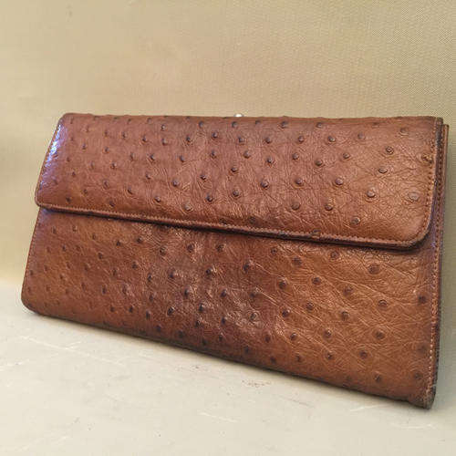 Vintage Genuine Ostrich Leather Clasp Purse