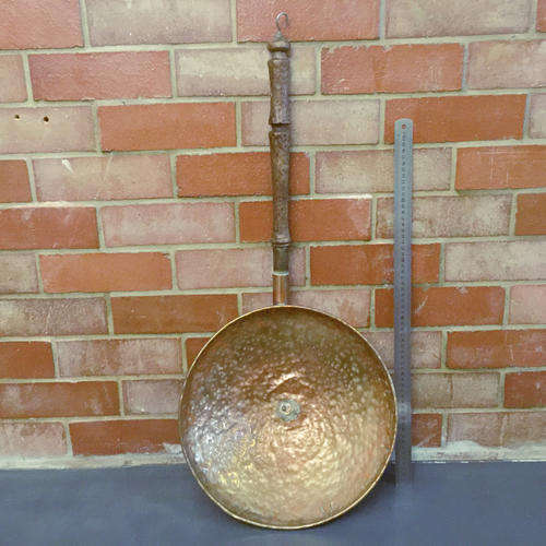Massive Very Old Solid Copper Bowl/Scoop With Wood Handle