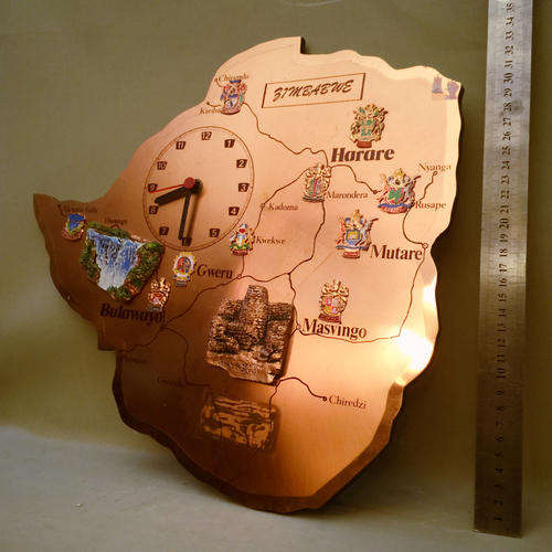 Zimbabwe Landmarks Copper Clock
