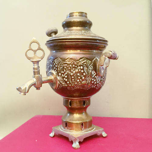 Antique Highly Decorative Solid Brass Russian Samovar