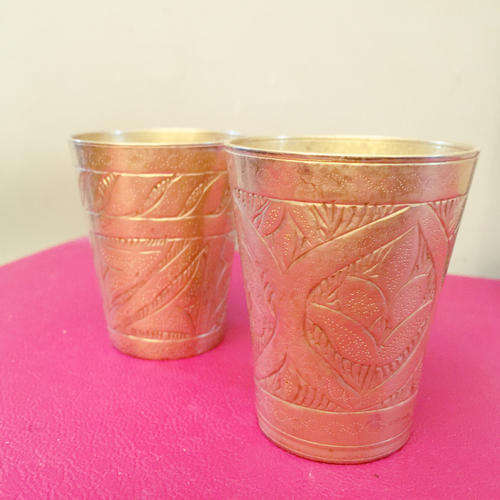 Two Solid Brass Middle Eastern Coffee Cups