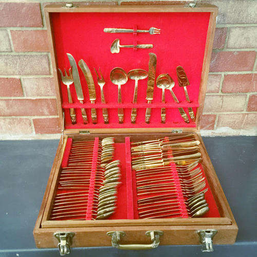 MASSIVE Solid Brass Flatware Dinner Service (12 of each, with culinary service)