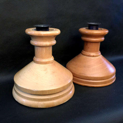 Two Wood Turned Candle Stands