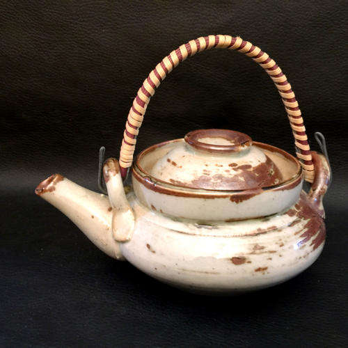 Small Japanese Stoneware Teapot and Cup Lid