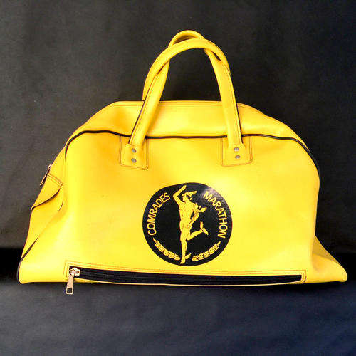 Vintage Yellow and Black Comrades Pleather Sports Bag