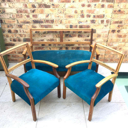 Mid Century Modern Sofa and two chairs (Backs need upholstery)