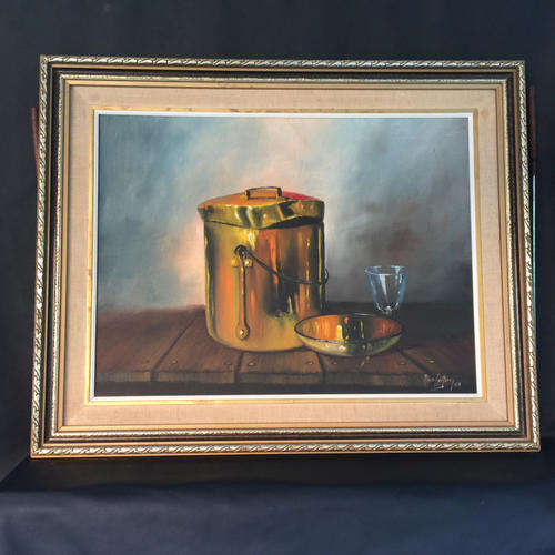 Original Framed Oil on canvas Still Life By Nico Coetzee 1983