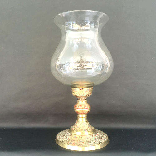 SUPER RARE Large Oriental Brass, Enamel and Cut Glass Vase (Perfect Condition)