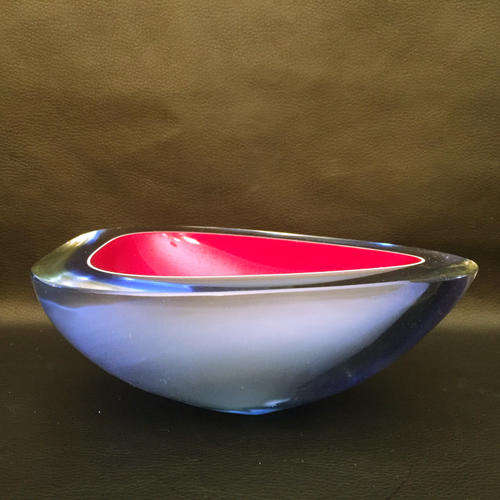 Murano Powder Blue and Red Bowl