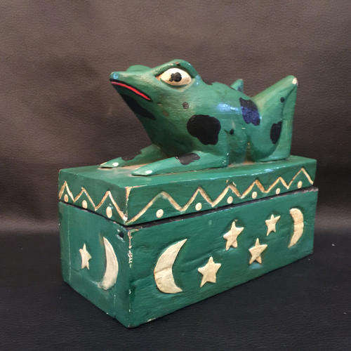 Handcrafted Wood Frog Jewelry Box