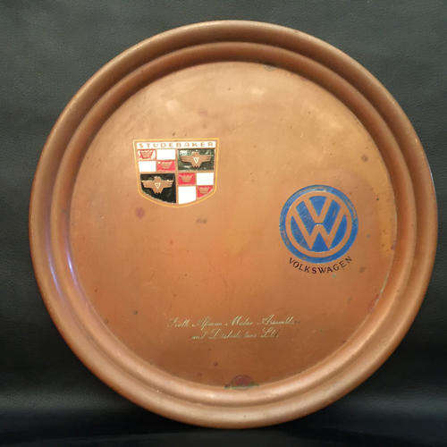 SUPER RARE Studebaker & VW Copper Display Advertising Plate