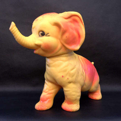 Vintage 1960's Edward Mobley Co Turning Head Elephant Squeaky Toy
