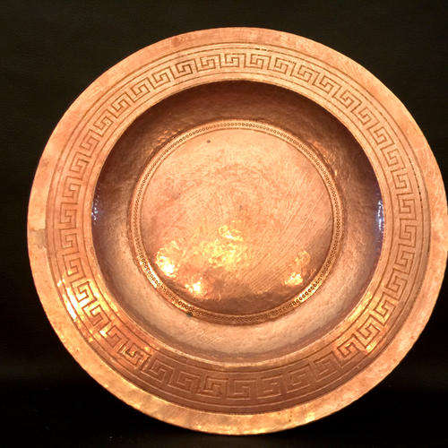 Handcrafted Solid Copper Greek Themed Display Plate